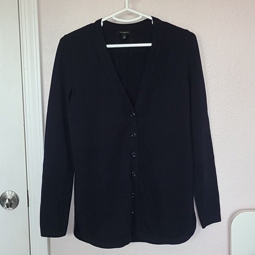 Talbots Navy Cotton Blend Long Sleeve Cardigan Extra Small preppy